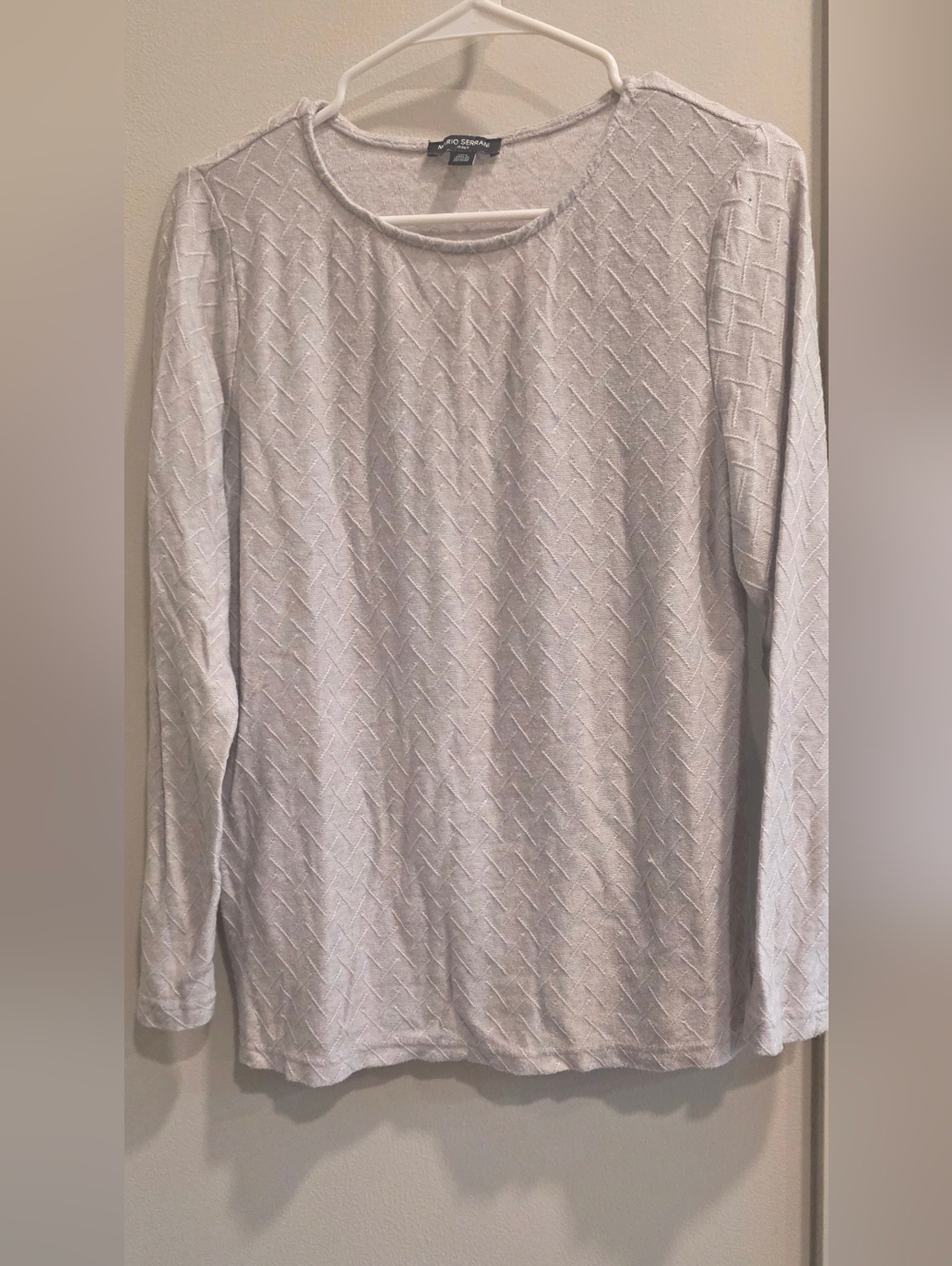 Mario Serrani Light Gray Textured Long Sleeve Top